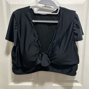 Torrid Black Tie-Front Bikini Top